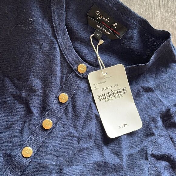 Agnes B. Snap Cardigan Blue NEW - Picture 1 of 3